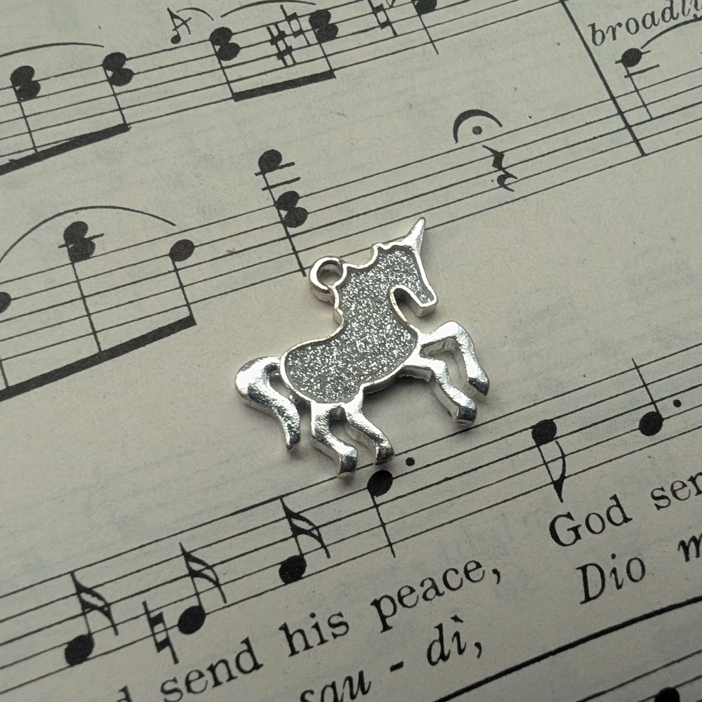 Silver Glitter Unicorn Pendant